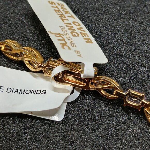 24K Gold Over Sterling Multi Gemstone & Diamond Bracelet 7¾" 12.5g FMC NWT - Picture 7 of 16